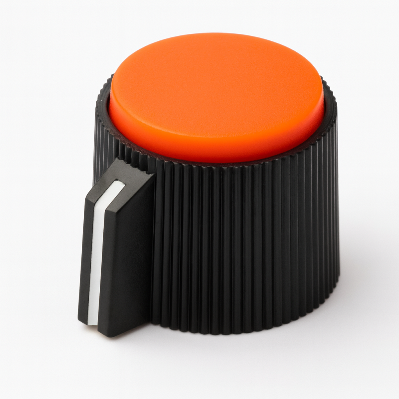 RMO-21-6 Orange Plastic Control Knob, 6mm Shaft