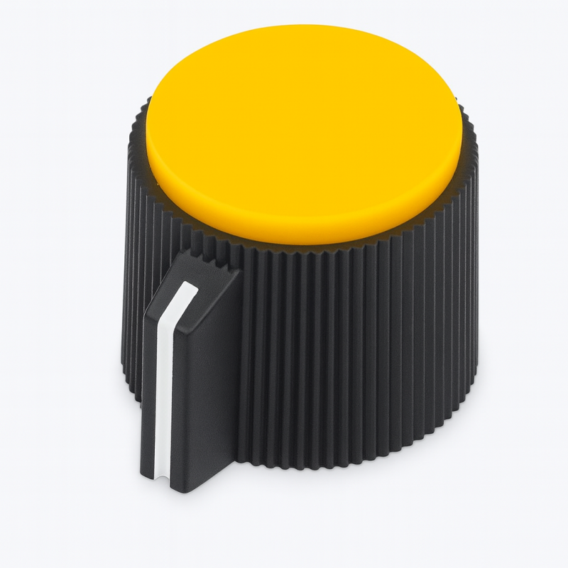 RMY-21-6 Yellow Control Knob 6mm Shaft | Plastic Knob with Brass Insert