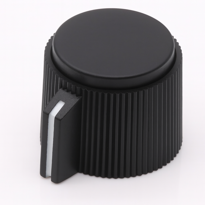 RMB-21-6 Black Control Knob – 6mm Shaft, Screw, Brass Insert | RoMaks