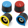 RM21-16-YX-6 Colored Control Knobs – Brass Insert, 6mm Shaft