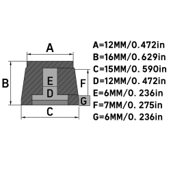 RM-15B-16BL Black Control Knob – 15mm, Metal Cap, Line