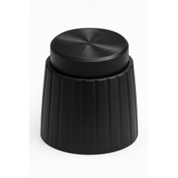 RM-15B-16BL Black Control Knob – 15mm, Metal Cap, Line