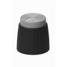 RM-15B-16ML Grey Metal Cap Knob – 15mm, Black Base, Line