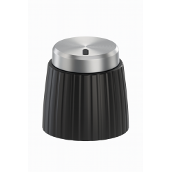 RM-15B-16SL Plastic Control Knob – Black Base, Silver Metal Cap, 15mm
