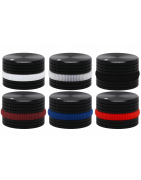RMAlBx-25x15.5 Black Ribbed Aluminum Knob Ø25×15.5 mm (Side Set Screw, Colored Rubber Rings)