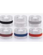 RMAlSx-25x15.5 Silver Ribbed Aluminum Knob Ø25×15.5 mm (Side Set Screw, Colored Rubber Rings)