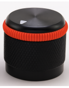 RMAlBx-30x22 Black Ribbed Aluminum Knob Ø30×22 mm (Side Set Screw, Colored Rubber Rings)