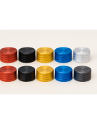 RMAlx-17x10 Ribbed Aluminum Knob Ø17×10 mm (Side Set Screw, 5 Body Colors)